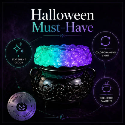 Decorative Cauldron LED Bubble Light Decor, Witch Potion Black