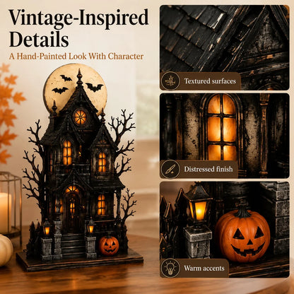 Decorative Lighted Haunted House & Character Figurine