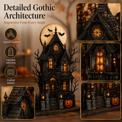 Decorative Lighted Haunted House & Character Figurine
