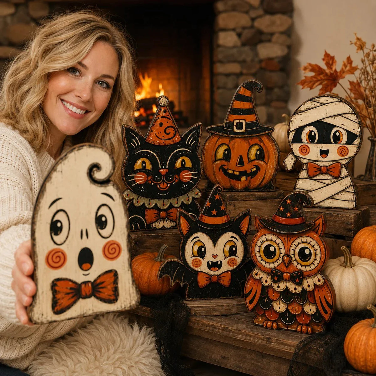 Purpose-Built Vintage Wooden Character Tabletop Decor for Everyday Use