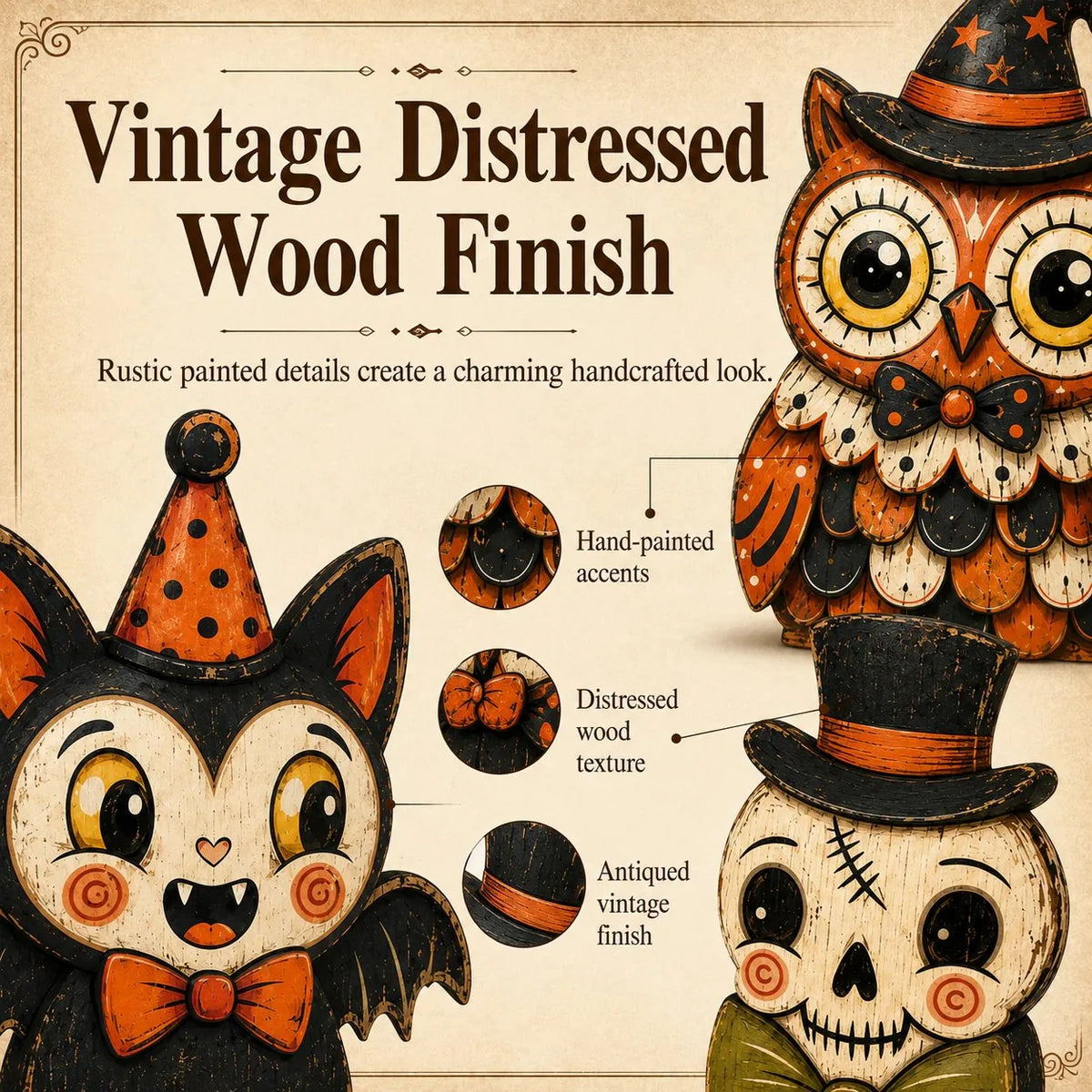 Purpose-Built Vintage Wooden Character Tabletop Decor for Everyday Use