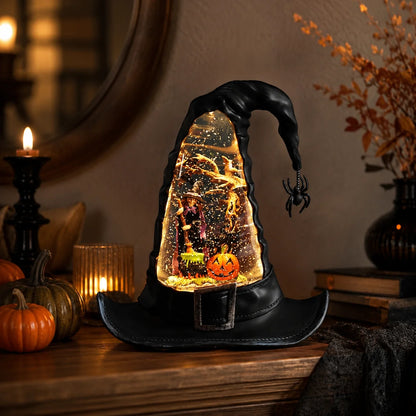 Decorative Witches Hat Lighted Water Lantern With Swirling