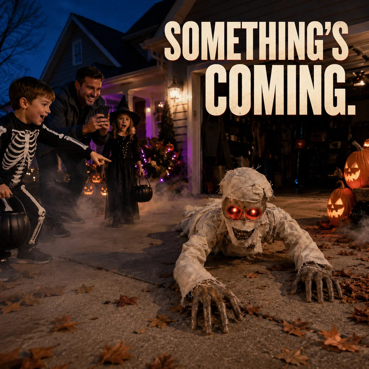 Crawling Mummy Prop with Sound Activation and Red-Lit Eyes