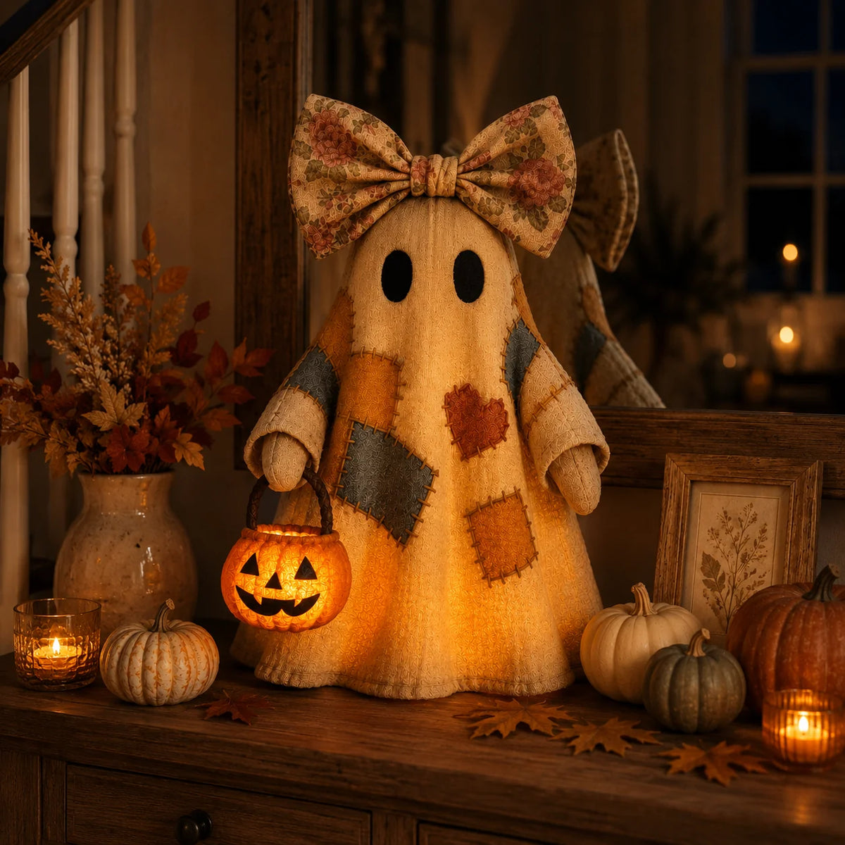 Purpose-Built Vintage Patchwork Glowing Ghost Decor for Everyday Use