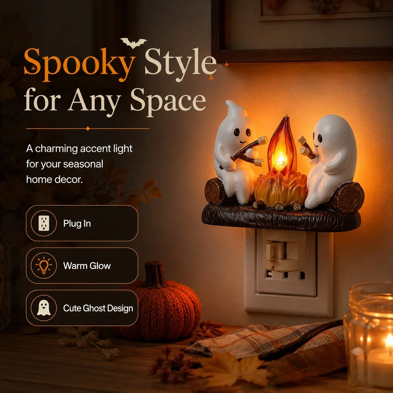 Decorative Plug In the Cutest Glow – Adorable Ghost Outlet Night