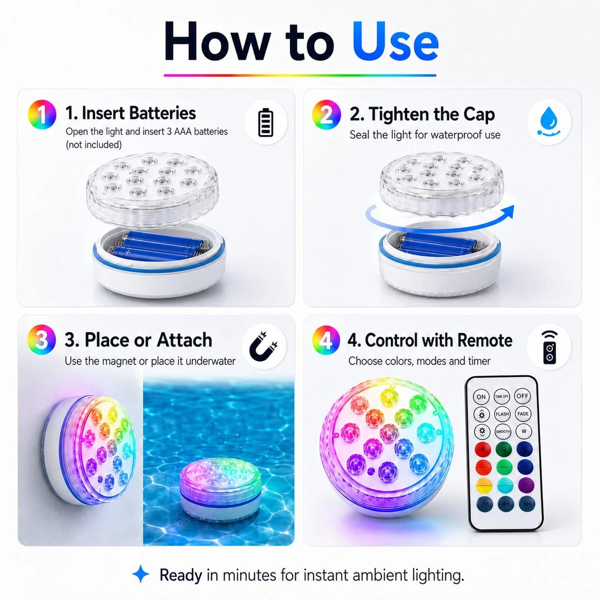Decorative Light Up Your Pool Nights – Magnetic Waterproof LED Lights