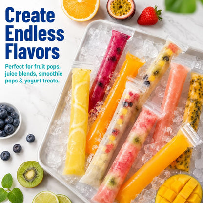 Self-Sealing Ice Pop Maker Bags for Easy Homemade Frozen Treats