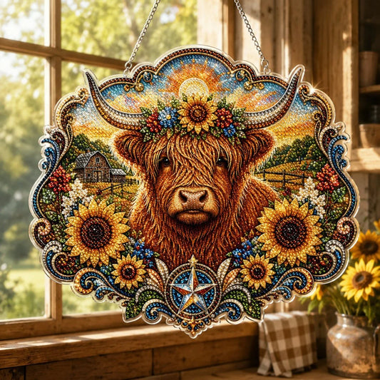 Highland Cow Hanging Diamond Art Craft Kit