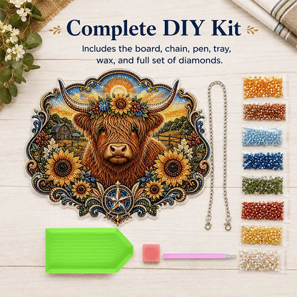 Highland Cow Hanging Diamond Art Craft Kit
