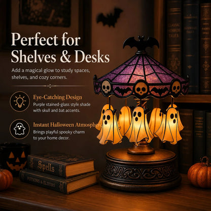 Solar Moon-and-Pumpkin Stake with a Black Cat Silhouette