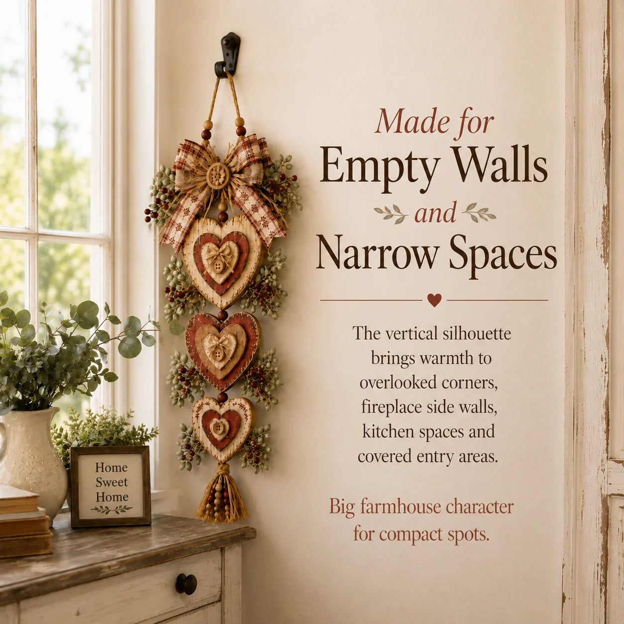 Purpose-Built Vintage Farmhouse Layered Heart Wall