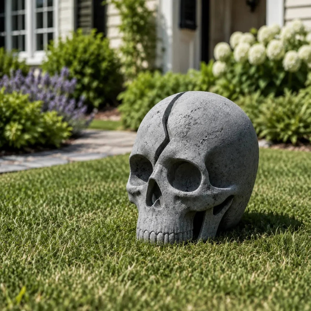 Outdoor Cracked Skull Solar Garden Light for Garden Display