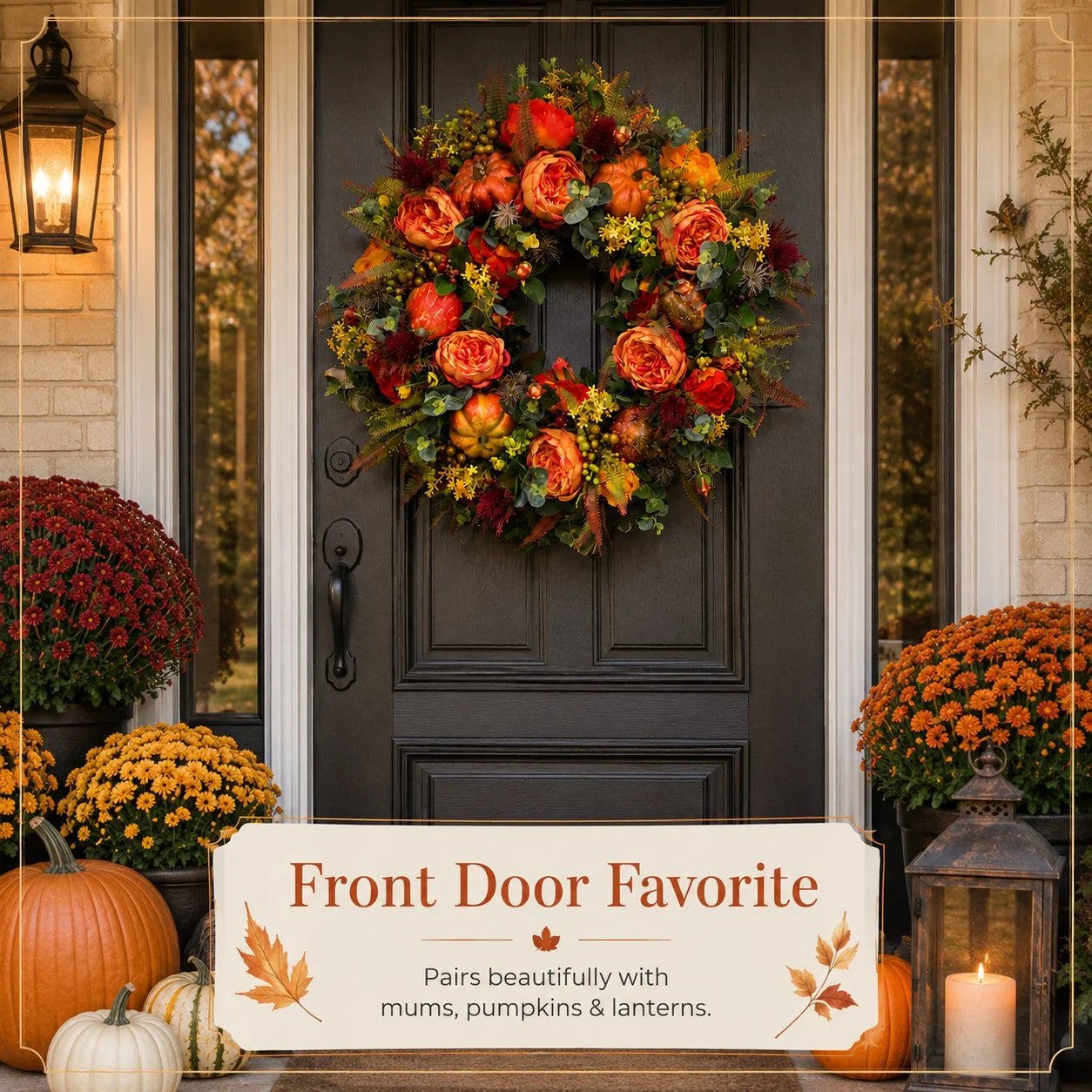 Purpose-Built Handmade Fall Peony And Pumpkin Wreath - Year Round