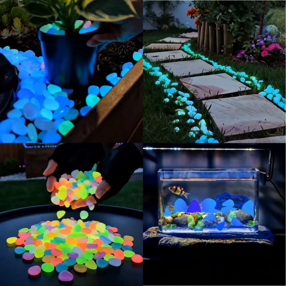 Non-Toxic Multicolor Glow-in-the-Dark Garden and Aquarium Stones