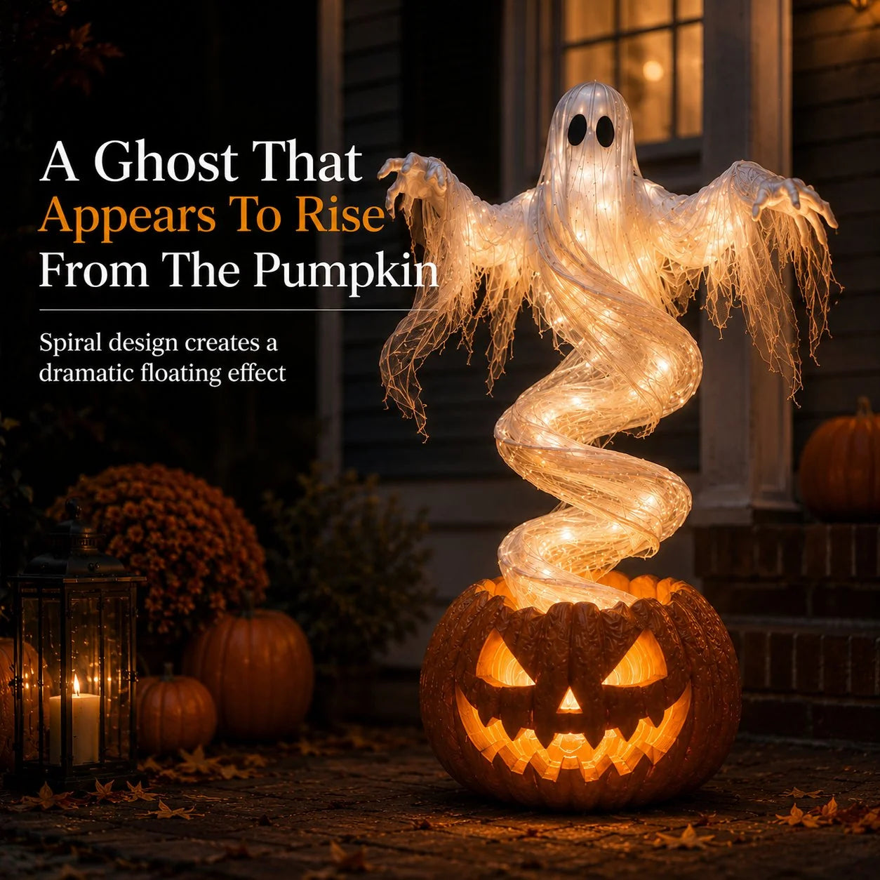 Decorative Swirling Ghost Pumpkin Yard Lamp for Focused Lighting