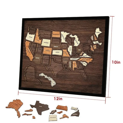 Hands-On Wooden USA Travel Map PuzzleA Stylish Way to Track Your