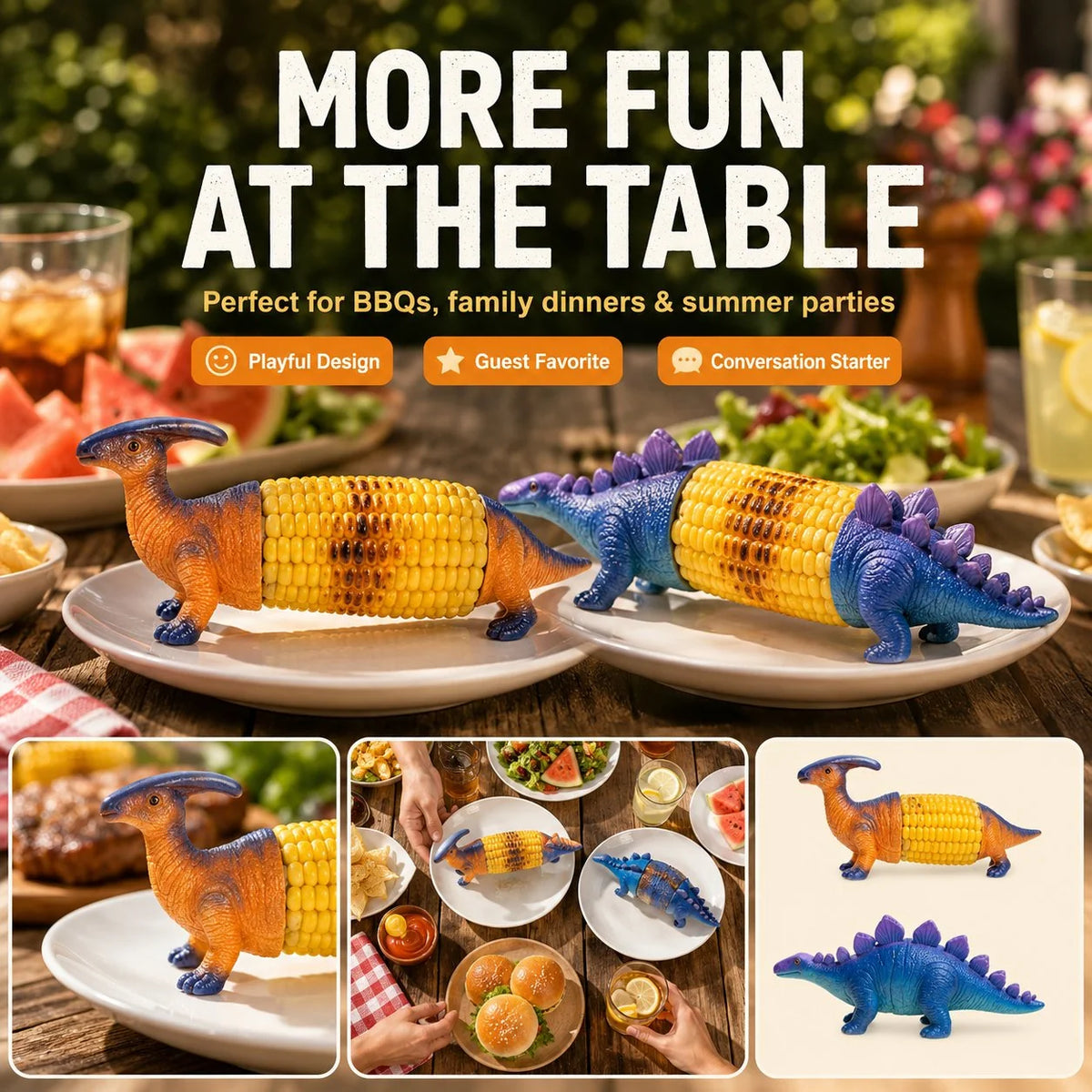 Practical Dinosaur Corn Holders for Corn On The Cob - Funny Corn Cob