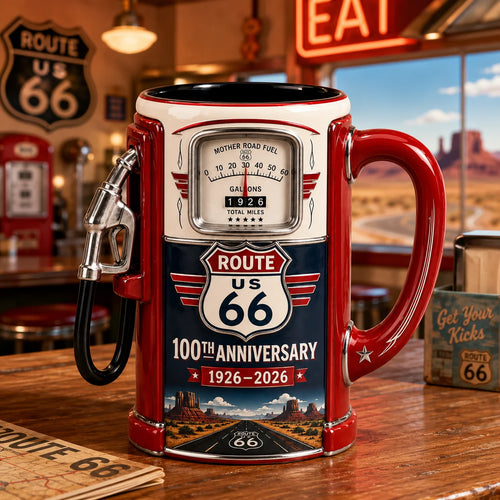 Purpose-Built Route 66 Centennial Fuel Pump Mug – 100th Anniversary