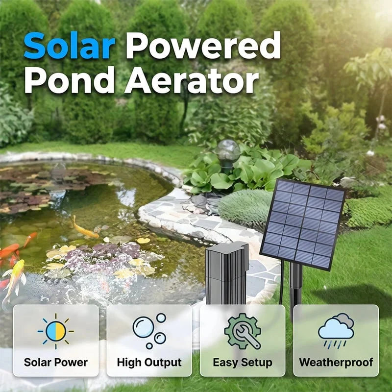 Outdoor Solar Pond Aerator with Air Pump for Garden Display