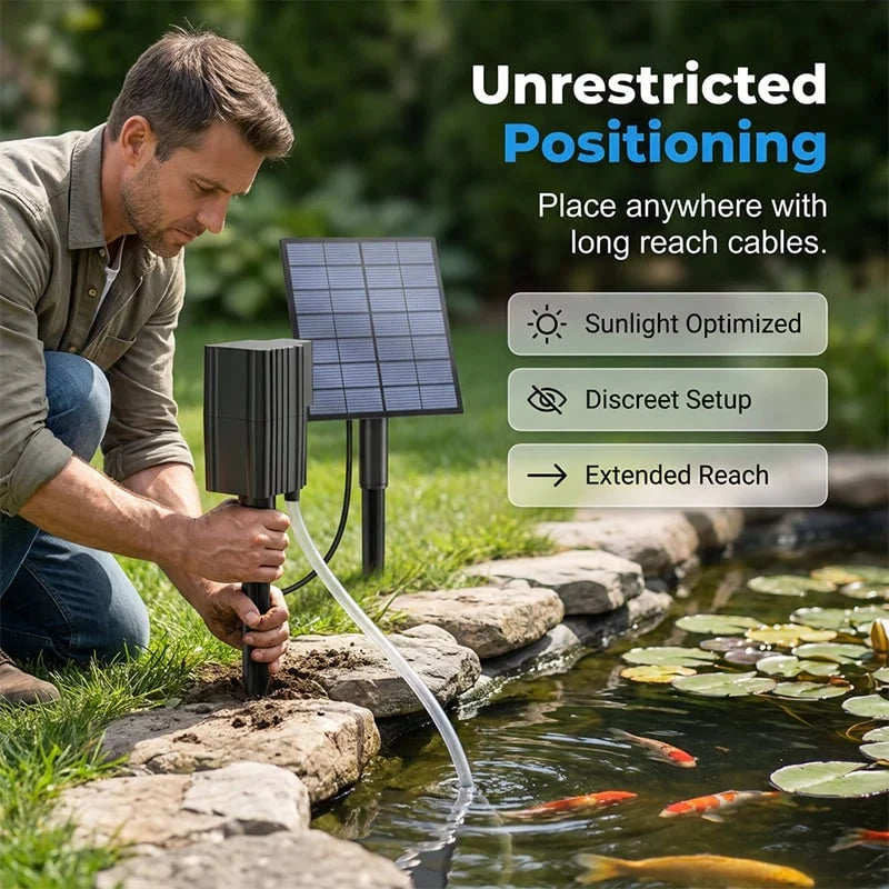 Outdoor Solar Pond Aerator with Air Pump for Garden Display