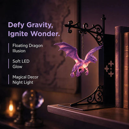 Floating Dragon Bookshelf Light with an Enchanted Glow