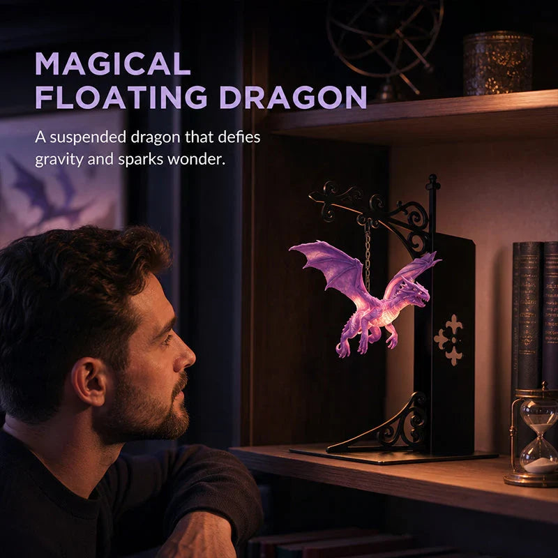 Floating Dragon Bookshelf Light with an Enchanted Glow