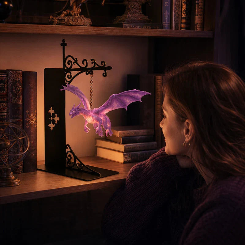 Floating Dragon Bookshelf Light with an Enchanted Glow
