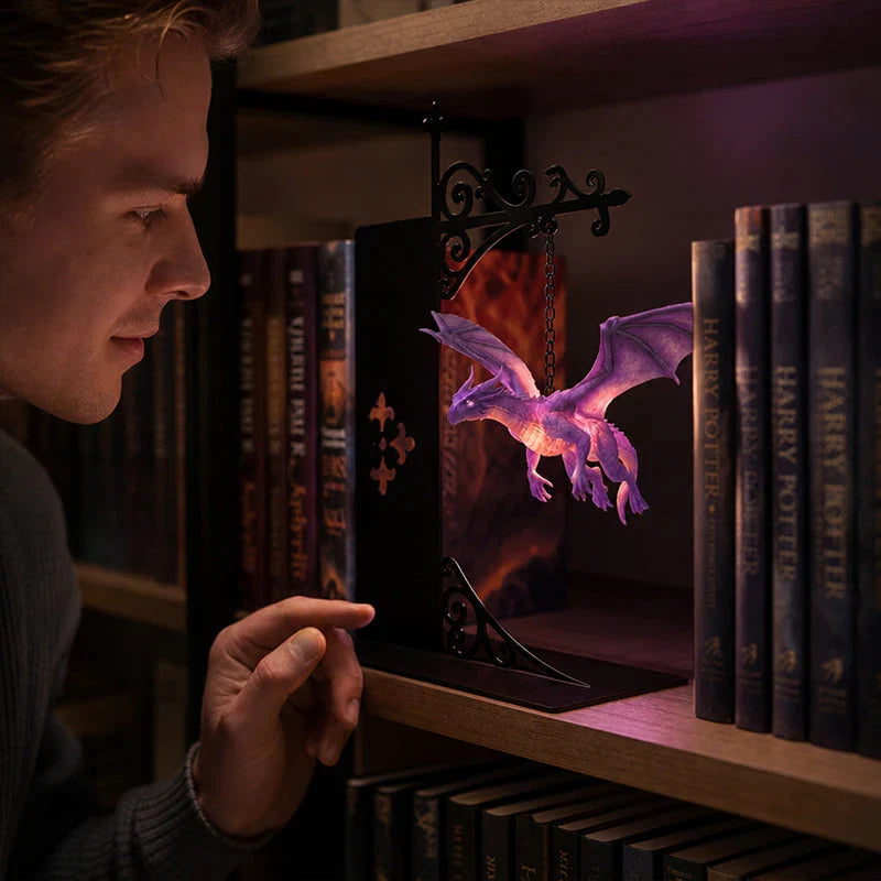 Floating Dragon Bookshelf Light with an Enchanted Glow