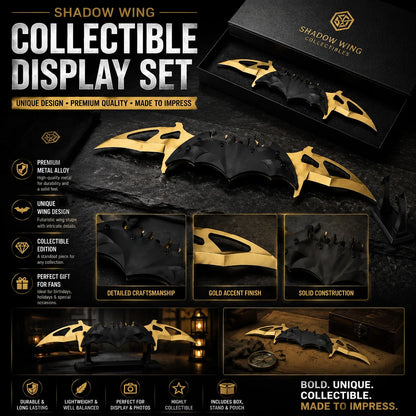 Premium Metal Nocturnal Wing Collectible Display Set, 3 Finishes