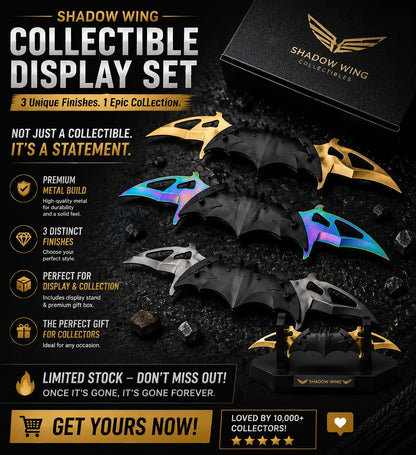 Premium Metal Nocturnal Wing Collectible Display Set, 3 Finishes