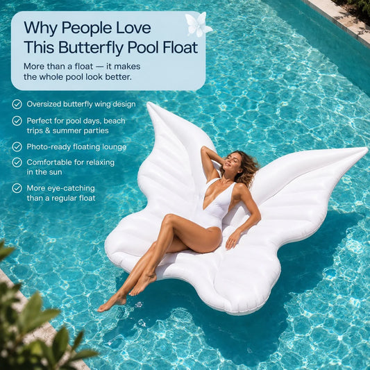 Wide Butterfly-Wing Pool Float for Beach Trips and Pool Parties