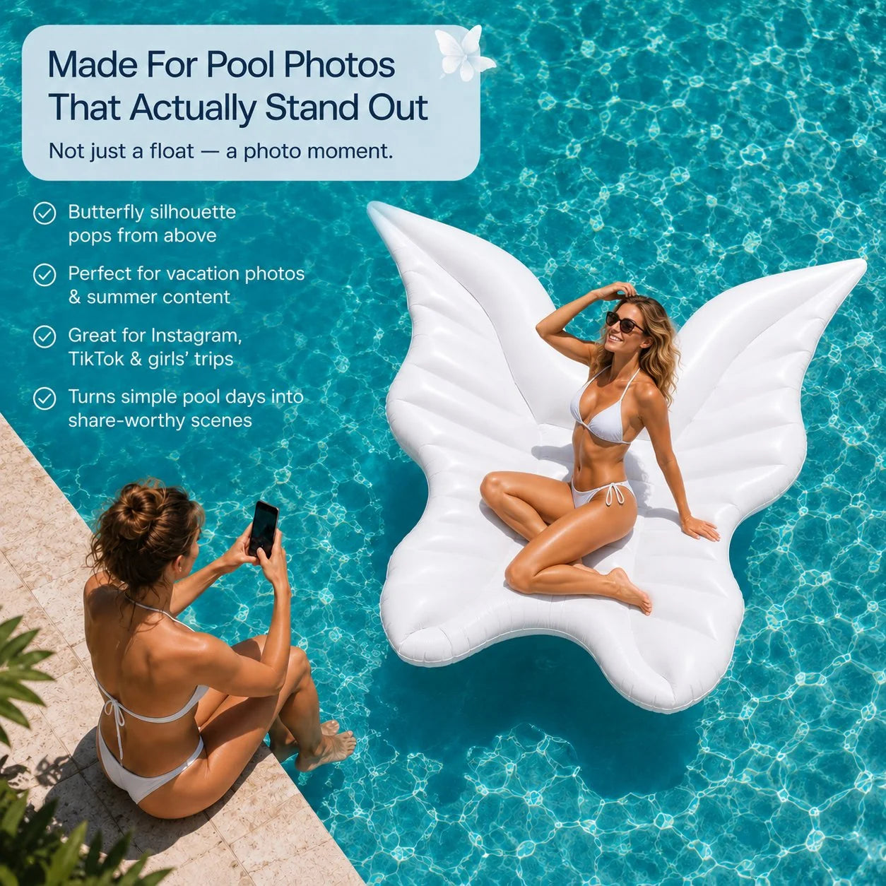 Wide Butterfly-Wing Pool Float for Beach Trips and Pool Parties