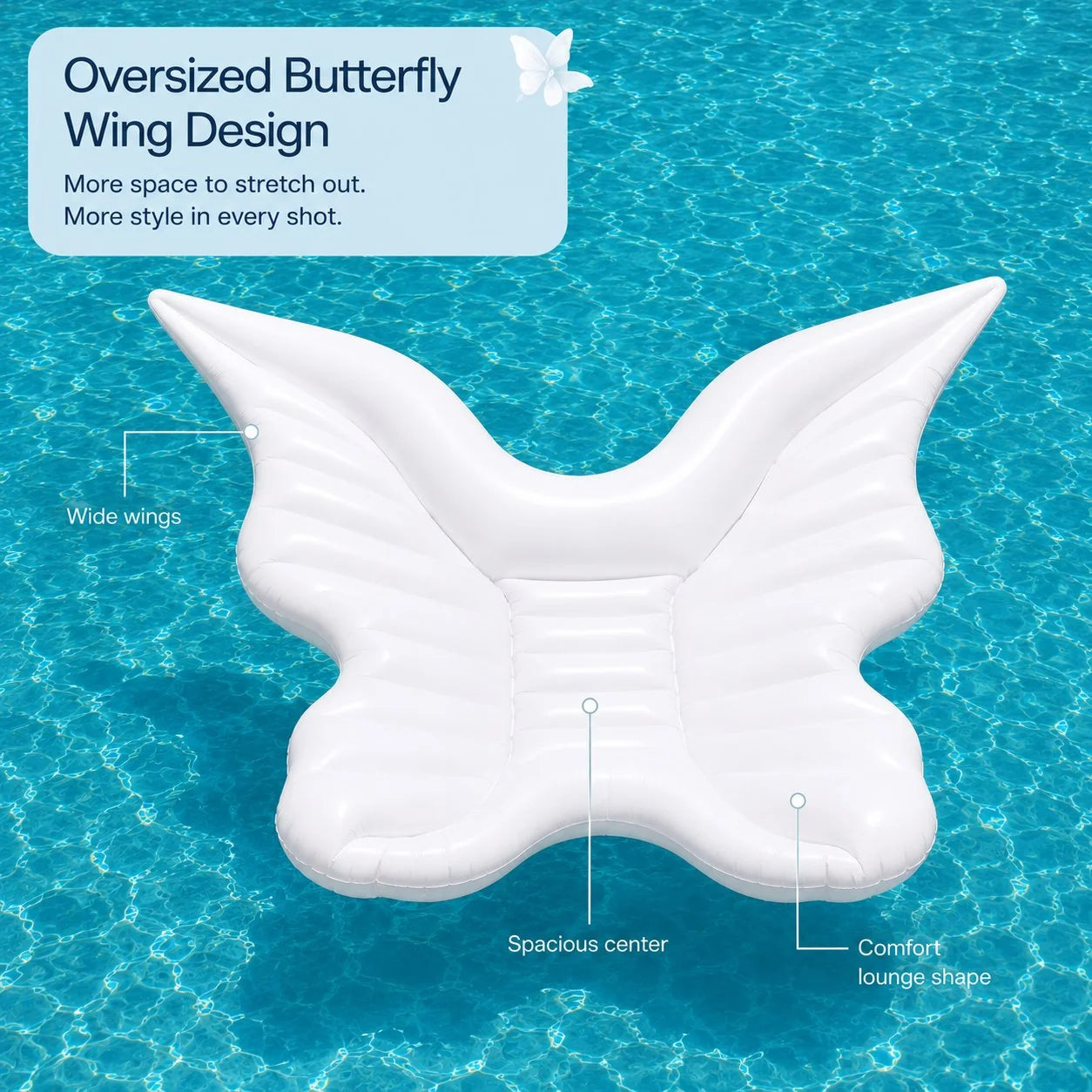 Wide Butterfly-Wing Pool Float for Beach Trips and Pool Parties