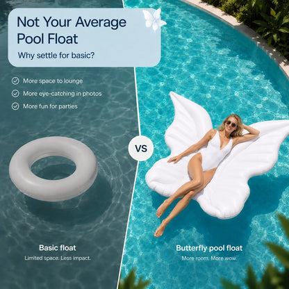 Wide Butterfly-Wing Pool Float for Beach Trips and Pool Parties