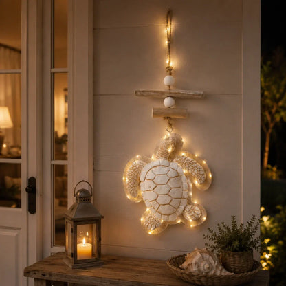 Lighted Coastal Sea Turtle Hanging Wall Decor with Remote Control
