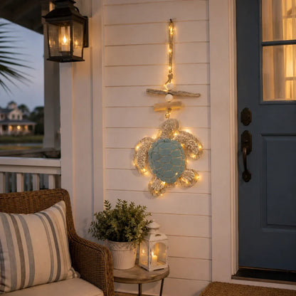 Lighted Coastal Sea Turtle Hanging Wall Decor with Remote Control