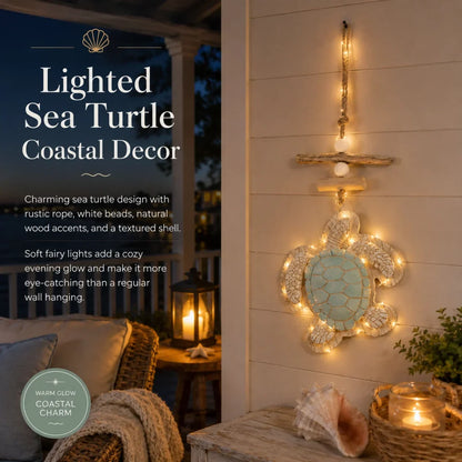 Lighted Coastal Sea Turtle Hanging Wall Decor with Remote Control