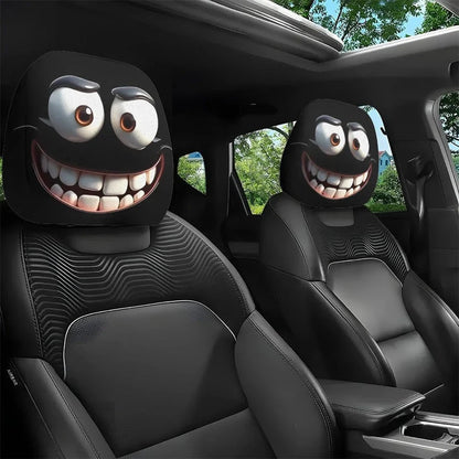 Vehicle-Ready Funny Cartoon Car Headrest Covers – 2PCS Universal