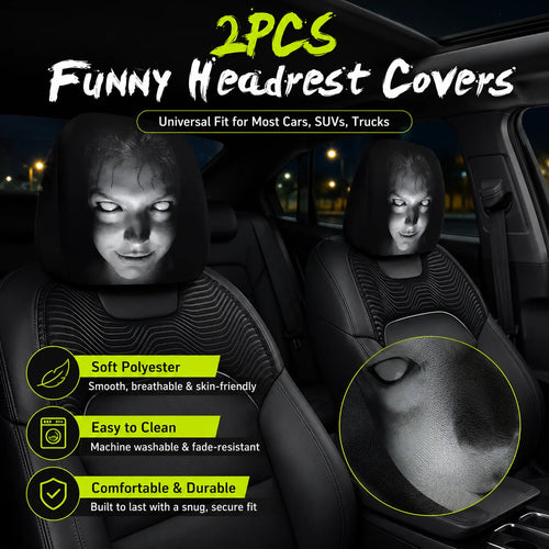 Vehicle-Ready Funny Cartoon Car Headrest Covers – 2PCS Universal