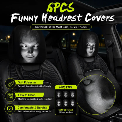 Vehicle-Ready Funny Cartoon Car Headrest Covers – 2PCS Universal