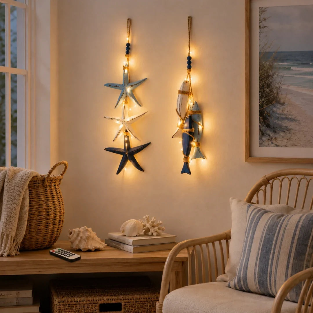 Decorative Coastal Wooden Hanging Ornament Lights for Focused Lighting