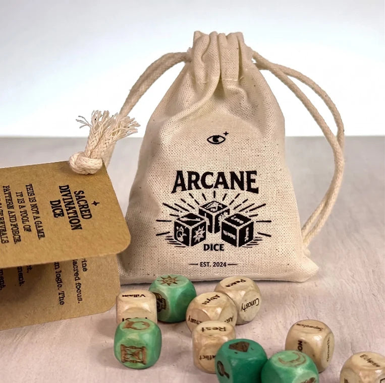 Purpose-Built Arcane Divination Dice Set – Engraved Wooden Box