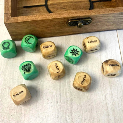 Purpose-Built Arcane Divination Dice Set – Engraved Wooden Box