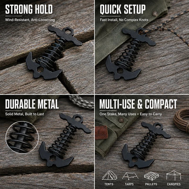 Distinctive Outdoor Spring-Loaded Fishbone Tent Peg for Everyday Wear