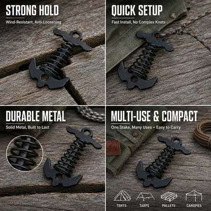 Distinctive Outdoor Spring-Loaded Fishbone Tent Peg for Everyday Wear