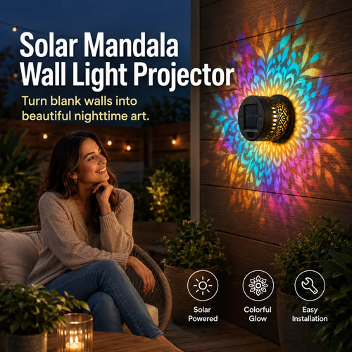 Outdoor-Ready Mandala Solar Wall – Night Ambience for Garden Display