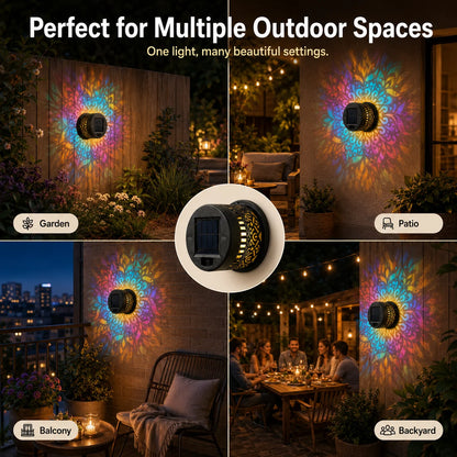 Outdoor-Ready Mandala Solar Wall – Night Ambience for Garden Display