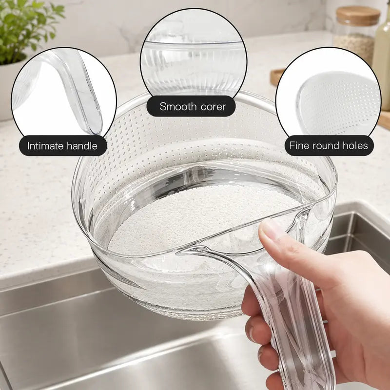 Multipurpose Rice Strainer with Handle for Rinsing and Draining