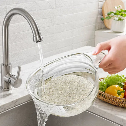 Multipurpose Rice Strainer with Handle for Rinsing and Draining