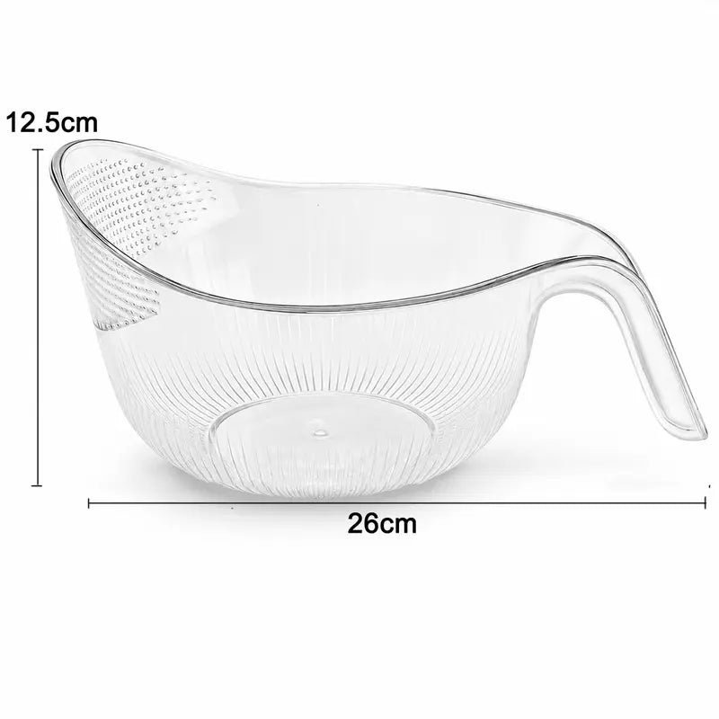 Multipurpose Rice Strainer with Handle for Rinsing and Draining